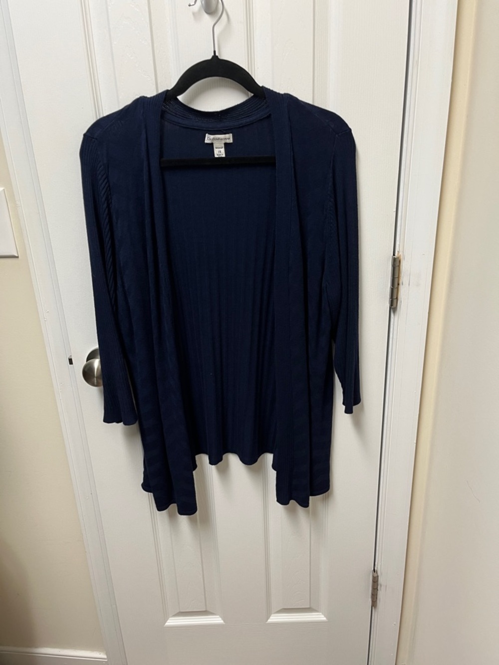 croft & barrow Navy Open-Front Lightweight Ribbed Cardigan